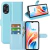 JIUNINE Cover per OPPO A38 4G / OPPO A18 4G, Custodia Portafoglio Libro in Pelle Sintetica Antiurto Cover Flip Case con Slot per Schede, Fibbia Magnetica Compatibile con OPPO A38 4G, Blu