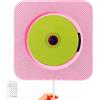 SUAVER Lettore CD,SUAVER Montaggio a Parete Bluetooth Home Audio Altoparlanti portatile HiFi incorporati con telecomando Radio FM USB U disco MP3 3.5mm Jack auricolare AUX ingresso/uscita (Rosa)
