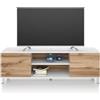 Mobili Fiver, Mobile Porta Tv Rachele, Bianco Frassino e Rovere Rustico, 150 cmx42 cmx48 cm, Mobile Tv moderno per tv fino a 65'', Made in Italy