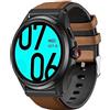 Blueshaweu Cinturino compatibile con Ticwatch Pro 5, cinturino in pelle e silicone, classico, di ricambio per smartwatch Ticwatch Pro 5 (marrone)