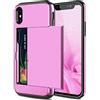 LIFEKA Custodia Slide Card per iPhone 14 13 12 Mini 11 Pro XS Max XR X Custodia per slot per schede per iPhone 8 7 6S Plus SE 2 2020 5 5S, rosa, per iPhone 12 Pro 6.1
