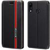 Shantime Custodia Flip in Pelle PU Bicolore con Chiusura Magnetica Invisibile Compatibile con Asus Zenfone 5z ZS620KL, Cover Elegante e Protettiva (Nero)