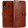 Shantime Custodia Portafoglio in Pelle PU Compatibile con Asus Zenfone 5z ZS620KL, Cover con Chiusura Magnetica, Tasche per Carte e Funzione Stand (Marrone)