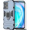 ESTH® Custodia per OnePlus Nord CE 2 Lite 5G con 2 Pezzi Pellicola Protettiva, 360° Rotante Staffa [Compatibile con Supporto Magnetico per Auto], Cover Paraurti PC+TPU, Blu