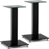 Pronomic SLS-282 BK Supporti per Altoparlanti, design elegante con 2 piani in vetro, punte regolabili, piedini in gomma, passacavi nascosto, capacità carico 10 kg.
