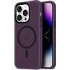 Mixroom - Cover Custodia Bumper Opaco per iPhone 14 Pro Max Compatibile con MagSafe Accessori Cerchio Magnetico Integrato Retro Semitrasparente Bordo Morbido in TPU Silicone Viola