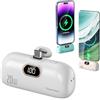 Bpoeee 10000mAh Mini Portable Charger, Compact Power Bank with Built-In Connector (White,for Type-C)
