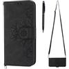 TOUCASA Cover Cordino per Samsung Galaxy Z Fold 4 5G, Custodia Portafoglio con Cordino Cover a Libro in Pelle Flip Case con TPU Antiurto Silicone Bumper, Magnetica per Samsung Z Fold 4 5G (A-Nero)