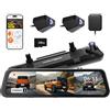 WOLFBOX G900 Tripro paraurti versione 3 canali 4K fotocamera posteriore specchietto STARVIS 2 IMX678, 4K + 2,5K + 1080P dashcam auto anteriore posteriore per paraurti, 5,8 GHz WiFi, controllo vocale