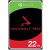 Seagate IronWolf Pro, 22TB, Unità disco interna NAS classe Enterprise - SATA CMR da 6GBit/s, 3,5, 7.200 giri/min, sistemi NAS RAID, servizi Rescue, imballaggio senza frustrazioni (ST22000NTZ01)
