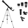 Omegon Telescopio Omegon AC 60/700 AZ-1 | Telescopio rifrattore acromatico | Ideale per principianti | Osservazione chiara della luna e dei pianeti | Compatto e facile da trasportare