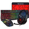 KOCAN TF800 Set da gioco in quattro pezzi - Tastiera a 104 tasti, Mouse con luce respiratoria a 4 colori, Cuffie da gioco da 3,5 mm, Tappetino per mouse antiscivolo
