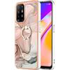 VQWQ Silicone Cover per Oppo A94 5G, Custodia TPU Bumper Protettiva Case Marmo Morbido Sottile Metallo Anello Antiurto Antigraffio Paraurti Assorbire gli urti Cover per Donna Maschio [C]-Rosa-oro
