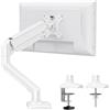 ELIVED Braccio singolo per monitor da 13-32 pollici con VESA 75 x 75/100 x 100 mm fino a 9 kg, rotazione a 360° braccio a molla a gas con morsetto a C e base di passacavo, supporto per monitor, bianco