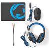 NEDIS Kit combo di gioco - 3 in 1 - Cuffia, Mouse e Mouse Pad - Blu/Nero