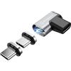 Magtame Adattatore USB-C Magnetico a L 90° 240 W, Tipo C 40 Gbps, 2 Punte | Magnete solido, contatti dorati, ricarica 5 A e video 4K/60Hz; sgancio rapido se tirato, per tablet, laptop, console e hub