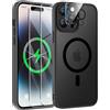 ORETECH Magnetica Opaca Cover per iPhone 14 Pro con 2 Pezzi Pellicola Protettiva in Vetro Temperato & 1 Pezzi Pellicola Fotocamera Antiurto Ultra Sottile Hard PC Silicone Cover-Nero