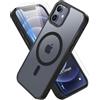 ORETECH Magnetica Cover per iPhone 12/12 Pro,[Compatibile con MagSafe][2 Vetro Temperato],Custodia Traslucida Opaca Antiurto Protezione Militare iPhone 12/12 Pro Cover,Nero