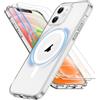 ORETECH Magnetica Cover per iPhone 12/12 Pro,[Compatibile con Magsafe][2 Vetro Temperato],Custodia Protettiva Antiurto Protezione per iPhone 12/12 Pro Cover,Trasparente