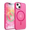 ORETECH Magnetica Opaca Cover per iPhone 14,Custodia iPhone 13 con 2X Vetro Temperato per Cellulare Protettiva Antiurto Protezione Militare Custodia per iPhone 14/13-Rosa Caldo