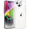 ORETECH Magnetica Cover per iPhone 14, Cover iPhone 13 [Compatibile con MagSafe] con 2X Vetro Temperato per Cellulare Protettiva Antiurto Protezione Militare Custodia per iPhone 14/13,Trasparente