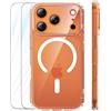 ORETECH Magnetica Cover per iPhone 17 Pro 6,3 Pollici con 2 Vetro Temperato, Compatibile con MagSafe,Protezione Completa Della Fotocamera, Anti-Graffio Antiurto Ultra Sottile Hard PC Cover-Trasparente