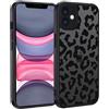 XTCASE Cover per iPhone 11, Custodia Aesthetic Leopardata Motivo Traslucida Opaca Posteriore Ultra Sottile Leggera Silicone TPU Morbido Antiurto Retro PC Rigido Antigraffio Case, Nero