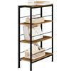 WOLTU Scaffale Salvaspazio, Scaffale da Cucina a 4 Ripiani, Scaffale Angolare per Bagno, Soggiorno, Camera da Letto, Stile Industriale, in Legno e Metallo, Marrone Rustico+Nero, 50x20x78cm, RGB52shm
