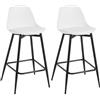 Klihome Sgabelli Cucina Set di 2, Sgabello da Bar con Schienale per isola cucina, Bancone, Sedie Alti in PP Imbottito e Struttura in Metallo con Poggiapiedi, Bianco