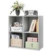 WOLTU Libreria Moderna Mensola di Legno a 4 Cubi Scaffale da Esposizione Porta Libri per Casa Ufficio, Grigio