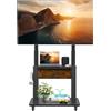 Hellsehen Supporto TV con cassetto in tessuto, per schermo piatto/curvo da 32-75 pollici, fino a 200 libbre LCD/LED/OLED, carrello per TV mobile con ruote per casa ufficio all'aperto Max VESA 600 x 400 mm