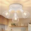 TaFiCo Faretto da Soffitto LED 3 Luci E14 - Lampada da Soffitto Soggiorno Rotonda Bianco - Plafoniera LED Faretto Cucina Moderno Orientabile Camera da Letto - Senza Lampadina