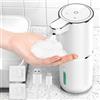 HAPPHOOH Dispenser Sapone Automatico, Dispenser Sapone Bagno a Muro Con Sensore Infrarossi, USB Ricaricabile 380ML Dispenser Schiuma Impermeabile IPX5 per Cucina, Bagno, Hotel