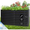 blumfeldt High Grow Straight - Aiuola Rialzata, Materiale: Acciaio Zincato; Ø 0,6 mm, Protezione Antiruggine, 4 Travi Protettive di Alluminio, Volume: 1800 l, 200x90x100 cm (LxAxP), Antracite