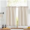 TOPICK Tende da bistrot porta finestra balcone stile country roulotte, 2 pezzi 70x90(LxA) cm Avorio, corte Filtro della luce