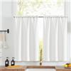 TOPICK Tende da bistrot porta finestra balcone stile country roulotte, 2 pezzi 70x115(LxA) cm Bianco, corte Filtro della luce