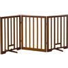 PawHut Cancellino per Cani Pieghevole a 3 Pannelli con Piedini Antiscivolo per Corridoi, Scale e Stanze, in Legno di Pino, 181x35x76 cm, Marrone Scuro