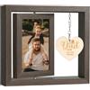 Aolso Cornice Foto in Legno, 10x15 cm Portafoto Rotante in Legno con Ciondolo, Rotante Portafoto da Tavolo per 2 Foto, Girevole a 360°, Cornici per Foto Vintage Piccole per Famiglia, Padre
