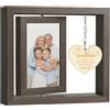 Aolso Cornice Foto in Legno, 10x15 cm Portafoto Rotante in Legno con Ciondolo, Rotante Portafoto da Tavolo per 2 Foto, Girevole a 360°, Cornici per Foto Vintage Piccole per Famiglia, Nonno