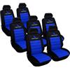 WOLTU Set Coprisedili Auto 7 Posti Seat Cover Protezioni Universali per Macchina Tessuto Poliestere Nero/Blu