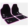 WOLTU Tappetini Auto Universale in Moquette Antiscivolo Set Completo di Tappeto con Ricamo Farfalle Rosa