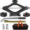 kefflum Cric per Auto Ispessito 1.5T, Kit Completo Include Chiave a Cricchetto Leva Telescopica per Pneumatici e 2 Cuscinetti in Gomma, Crick Auto per Cambio Gomme di Emergenza Portatile per SUV