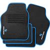 WOLTU Set di 4 Tappetini per Auto Universali Tappetini Antiscivolo per Macchina Protezioni Moquette con Ricamo a Lettera e Bordatura Blu,65.5x45cm e 33x45cm