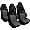 WOLTU Set Coprisedili Auto 5 Posti Seat Cover Protezioni Universali per Macchina Tessuto Poliestere Nero/Grigio