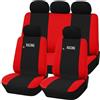 Susy Shop Coprisedili auto universali Made in Italy - Racing - schienali posteriori con 2 zip - airbag compatibili (Nero/Rosso AP)