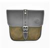 ExMoto Borsa da Fianchetto Laterale Verde Militare e Nero Motocicletta in Pelle e Cotone Cerato compatibile con Moto Guzzi V7 III - V9 - V7 850 (Military Green/Black)