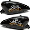 worldcustomchopper 2 Adesivi Stickers da serbatoio Worldcustom compatibili con Harley Davidson Moto Custom. (ORO SILVER 12 LITRI).
