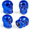 MEAJOO 4 tappi coprivalvola per pneumatici a forma di teschio, con anello in gomma O, universali, con nucleo in rame, per auto, SUV, camion, biciclette, moto, biciclette (blu)