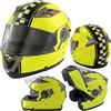 A-Pro Casco Modulare ECE 22 Omologato Moto Doppia Visiera Grafica Fluo S