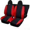 Rebeca Shop® Coprisedili Auto Compatibili con Seicento 600, Made In Italy, Tessuto Policotone 210 Grammi MQ, Logo Auto Ricamato, Anteriori e Posteriori set completo (Nero/Rosso, Senza Logo)